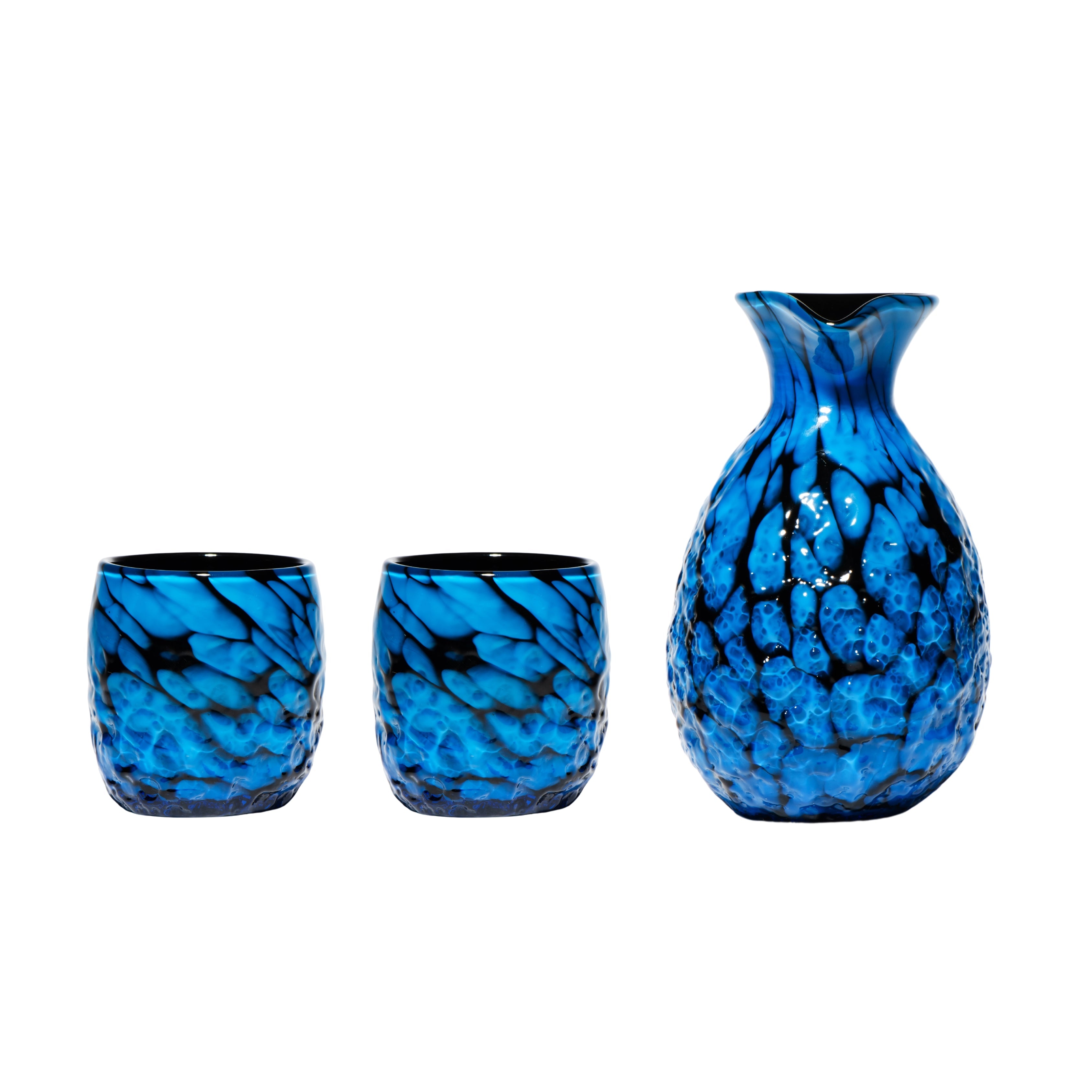 Sea “Kagan” Sake Set | Ryukyu Glass from Okinawa – MOGMOG Online Store